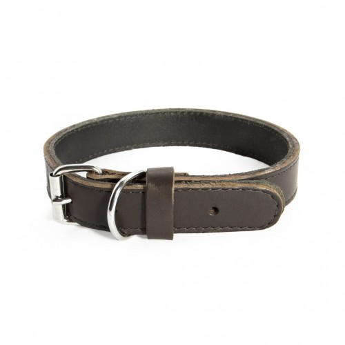 Dubbel Leren halsband Nero 30 mm x 600 mm