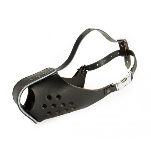 Leather French Agitation Muzzle with Steel Bar (L)